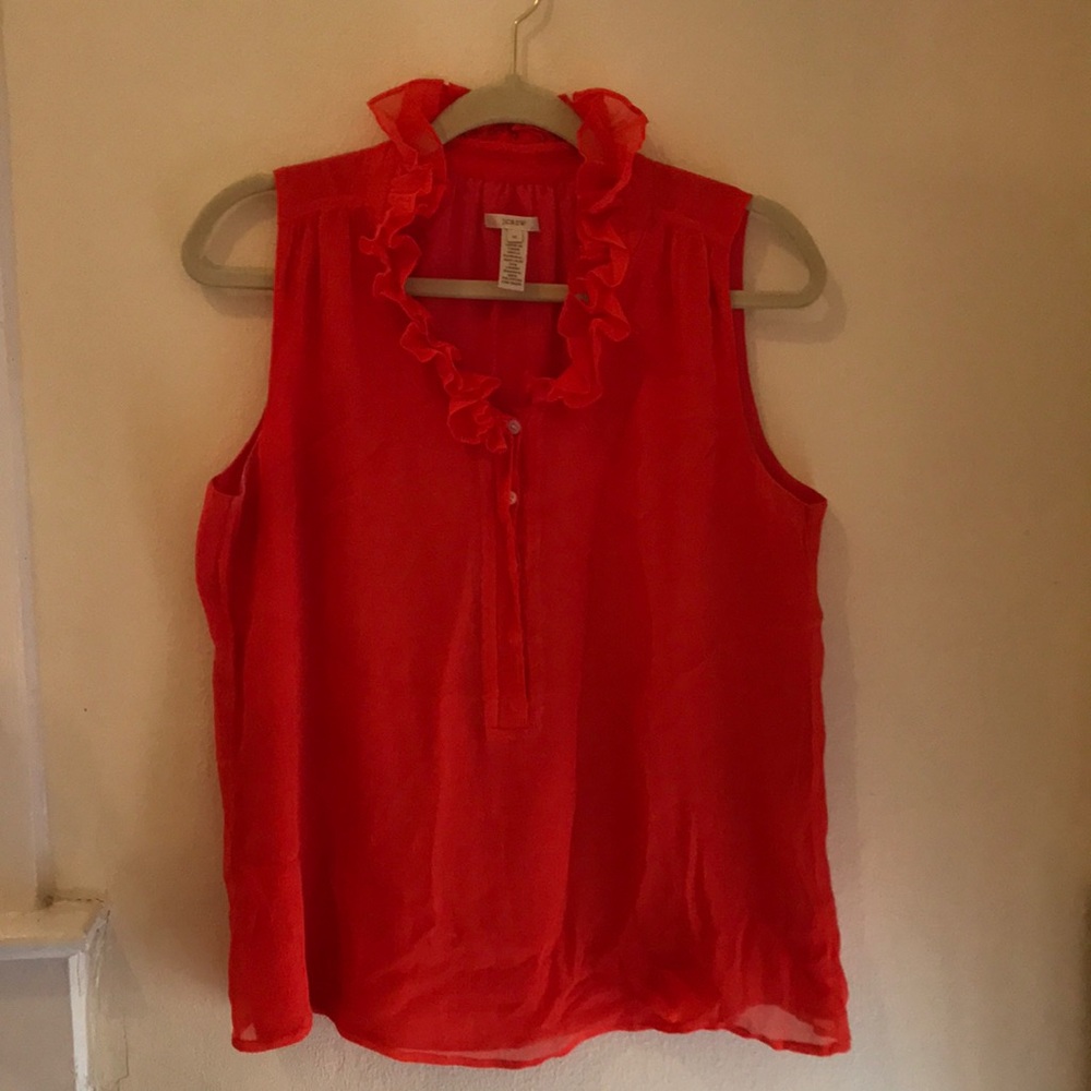 J Crew ruffle silk chiffon top